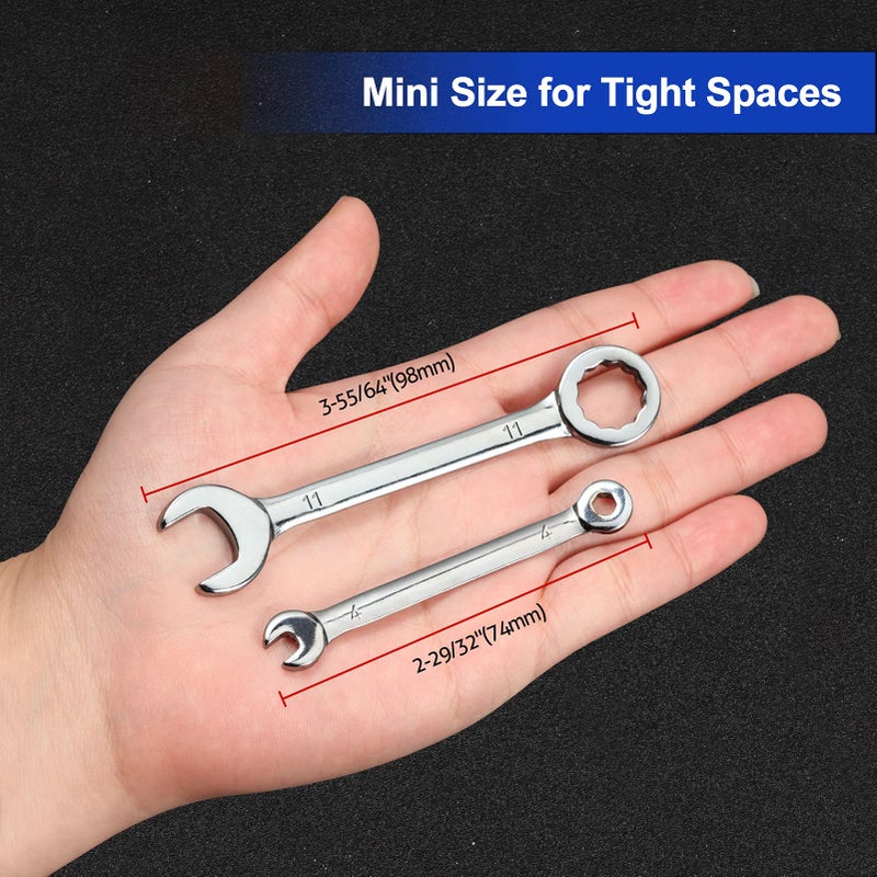 SPEEDWOX Mini Wrench Set Metric 10 Pcs Ignition Wrench Sets 4mm-11mm Open End and Box End Combination Spanner Wrench Set with Storage Pouches and Key Chains for Assembling Furniture Small Equipment - Image 4